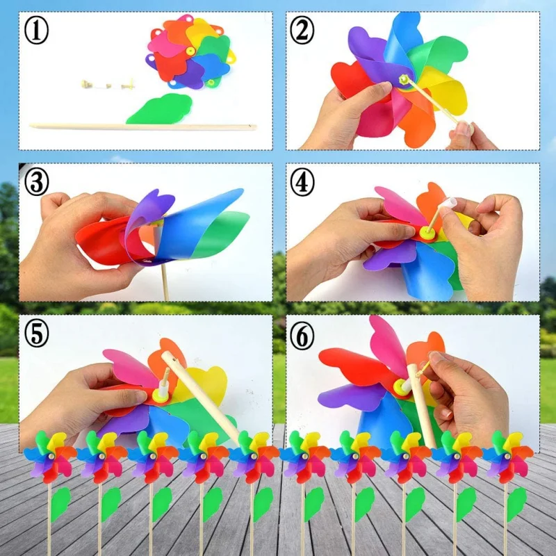 

Plastic Windmill Kids Toy Pinwheel Wind Spinner DIY Multicolour Windmill Garden Lawn Windmill Decoration Outdoor Decoration
