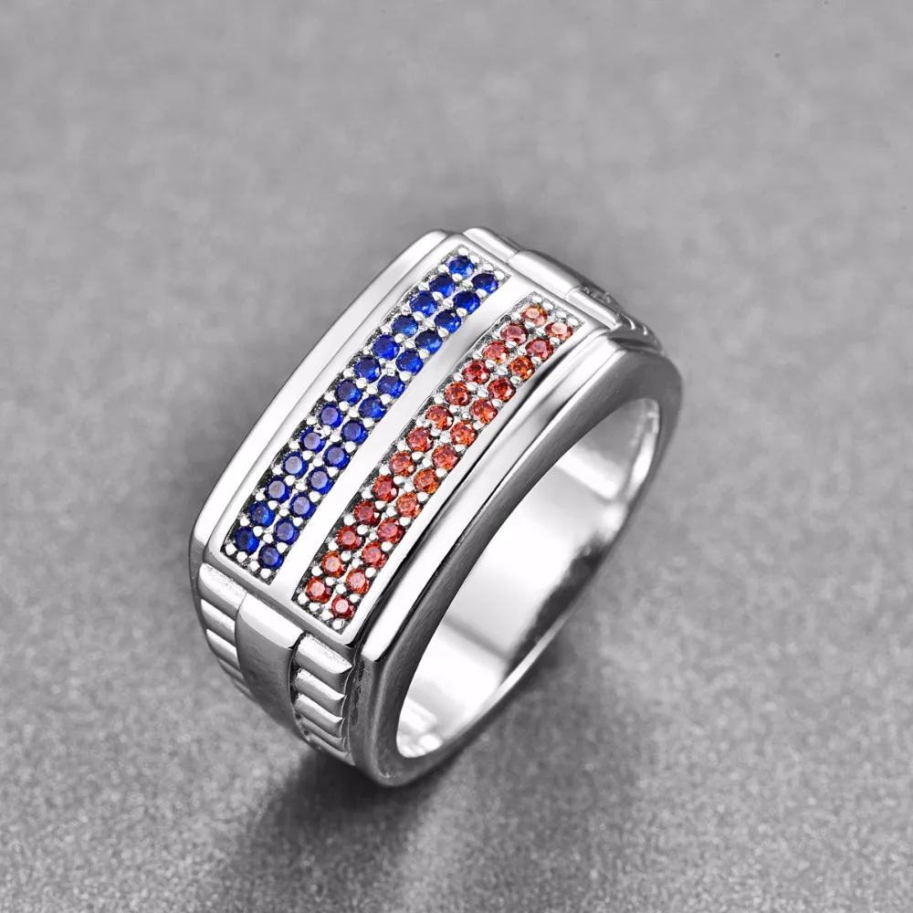Кольца из стерлингового серебра 925 пробы синие красные с кубическим цирконием AAA