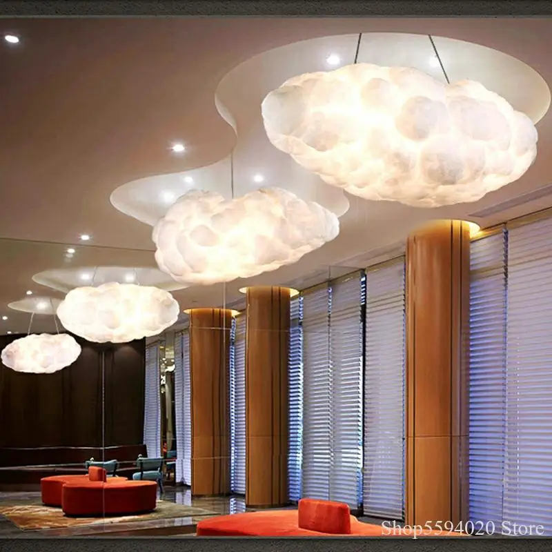 Современные облака подвесной светильник с плавающей белый шелк хлопок мягкие