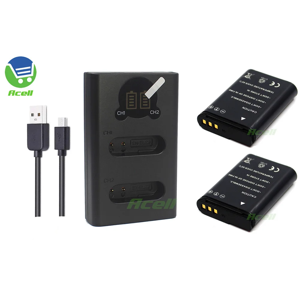 EN-EL23-compatible Battery + LCD USB Dual Charger for Nikon COOLPIX B700 P900s P900 P610s P610 P600 S810c Camera | Электроника