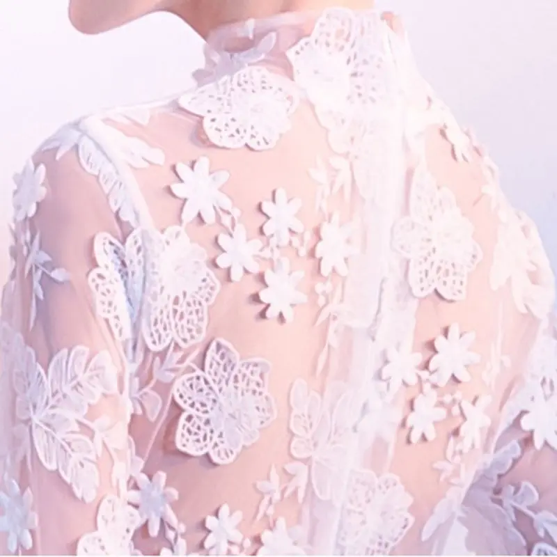 Женское вечернее платье с вышивкой элегантное белое в китайском стиле Ципао для