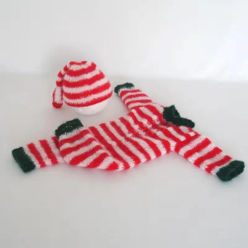 Лидер продаж, Рождественский головной убор и комбинезон, Вязаный комбинезон с длинными рукавами для новорожденных, комбинезон с Санта-Клаусом, комплект со штанами комбинезон для новорожденных девочек - Цвет: as photo