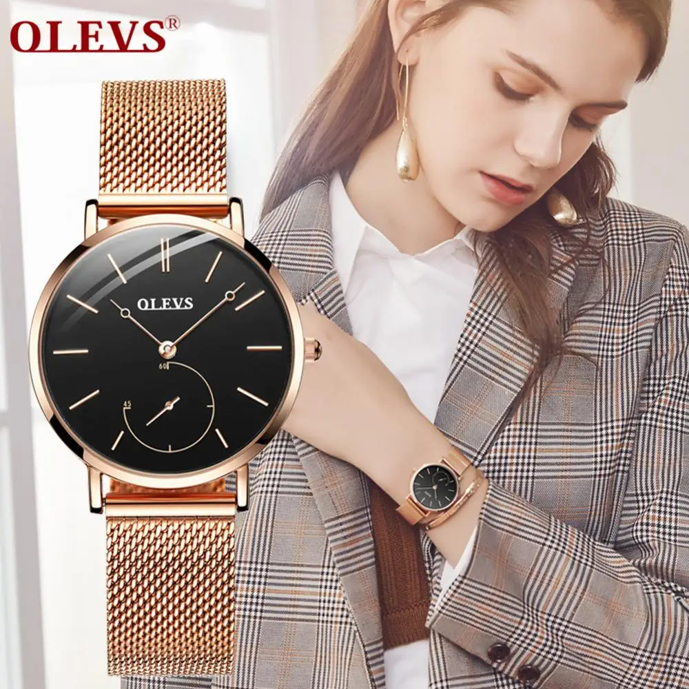 

OLEVS Women Watch Rose Gold Ultra-Thin Stainless Steel Watch Ladies Watches TOP Brand Luxury Qaurtz WristWatch Relogio Feminino