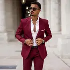 2021 горячая Распродажа винно-красный облегающий мужской свадебный смокинг подходит для лацканов с надрезом спортивные пиджаки для выпускного с пиджаком и брюками