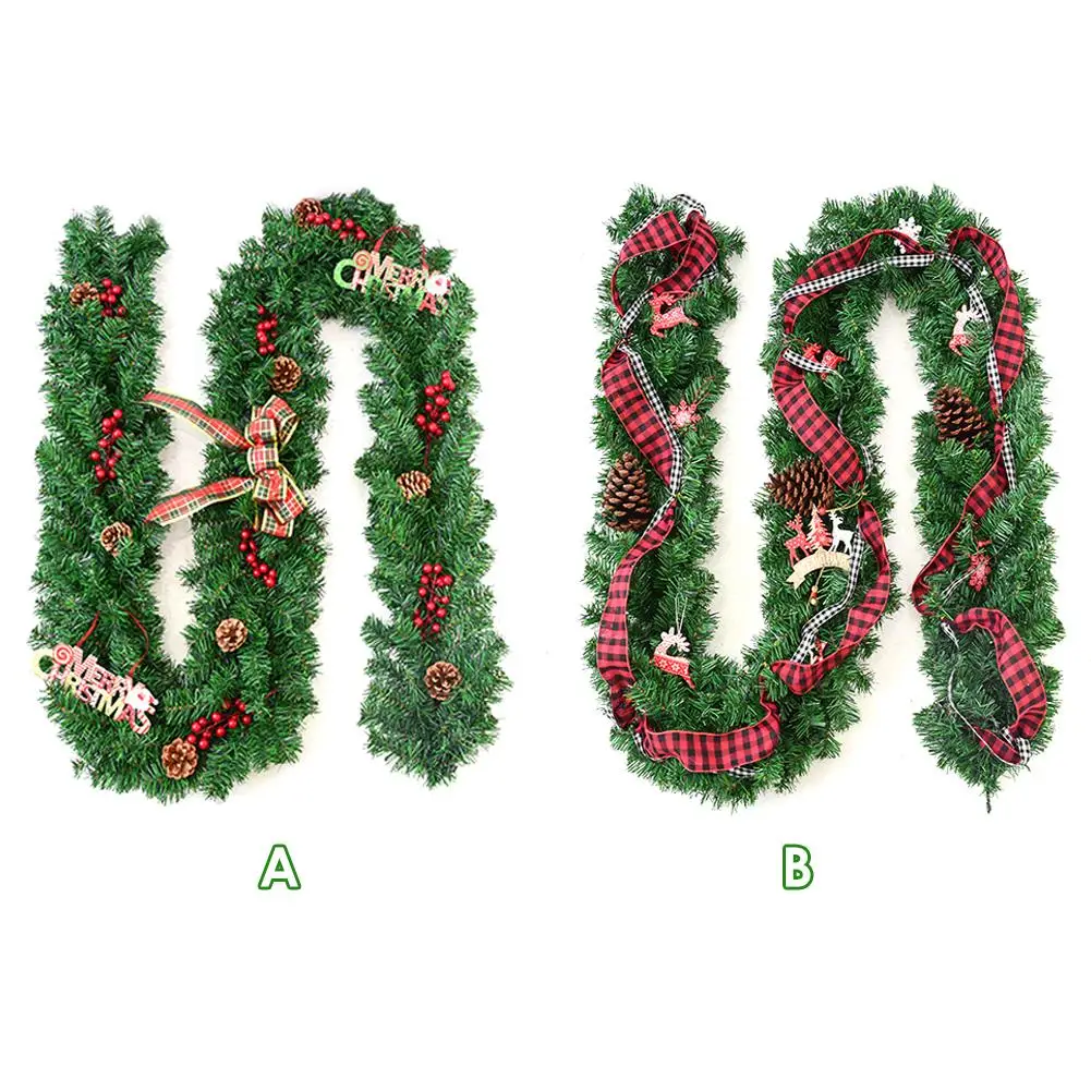 

270cm Christmas Rattan New Year Christmas Wintry Pine Wreath With Cones Door Hanging Rattan For Window Shop Decoration