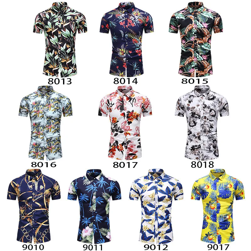 

2021 New Floral Print Men's Hawaiian Shirts Beach Vacation Casual Mens Fashion Short-sleeved Slim fit Shirt Plus Size 7XL