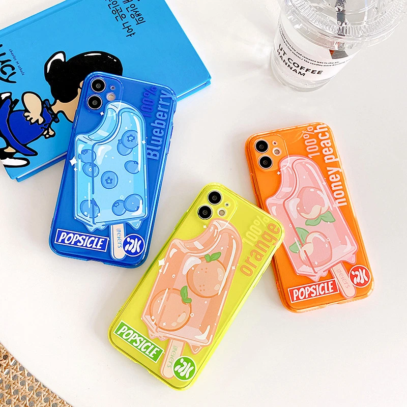 Милый однотонный чехол для телефона с мороженым iPhone 11Pro MAX Case SE XS Max XR X 6 7 8 Plus Мягкий