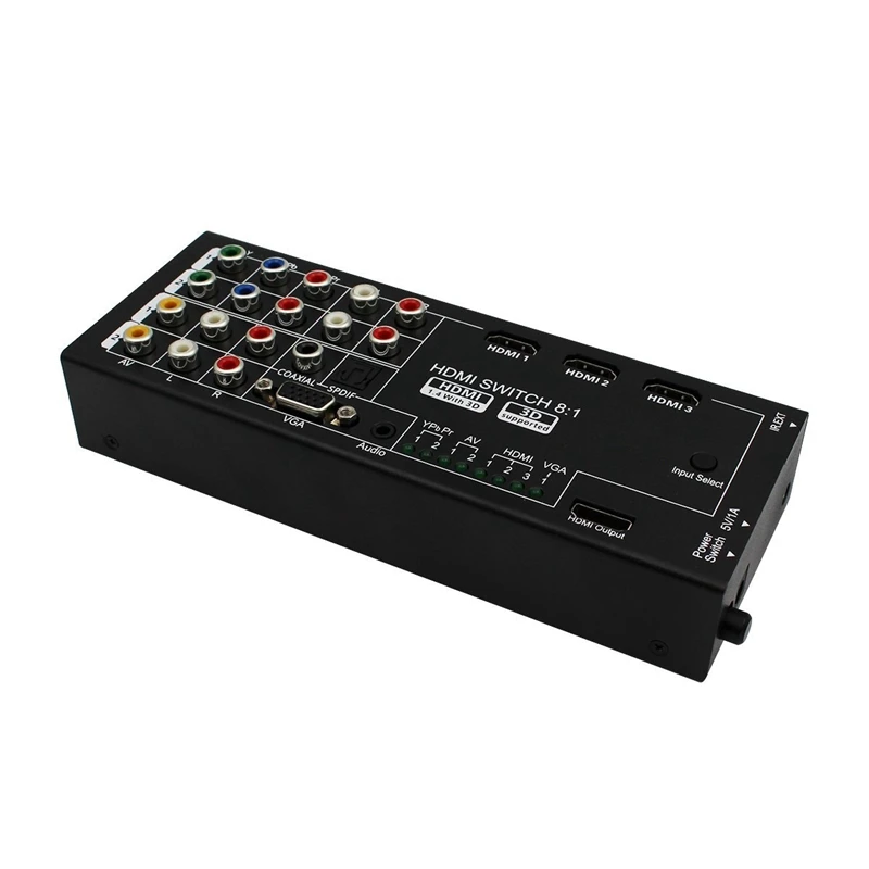 Цифровой Многофункциональный HDMI конвертер AV YPbPr VGA 8 порт в 1 выход 1080P Аудио Видео