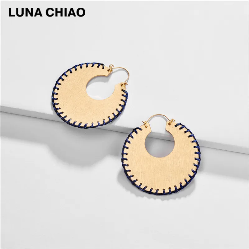 LUNA CHIAO модные большие металлические серьги-обруч плетеные ручной работы большой, в стиле бохо Эффектные серьги для женщин - Окраска металла: blue