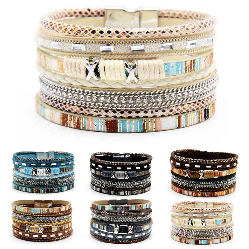 Богемные полые Древо жизни Бохо браслеты для женщин плетеные кожаные веревки