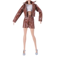 classic leather jacket clothes set for barbie ken blyth 16 bjd sd doll accessories