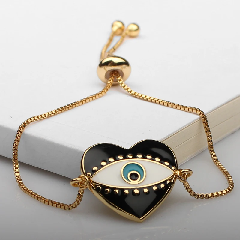 Металлический медный браслет в форме сердца и сглаза синие турецкие глаза
