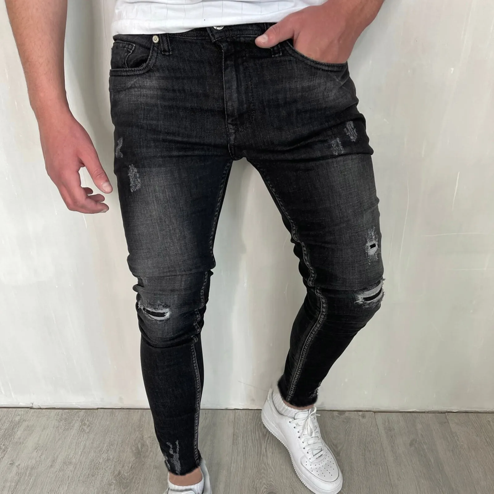 

Men's Casual Jeans Zipper Open Placket Water Milled Feet Woven Feet Trousers men clothing vaqueros de hombre pantalon homme ropa