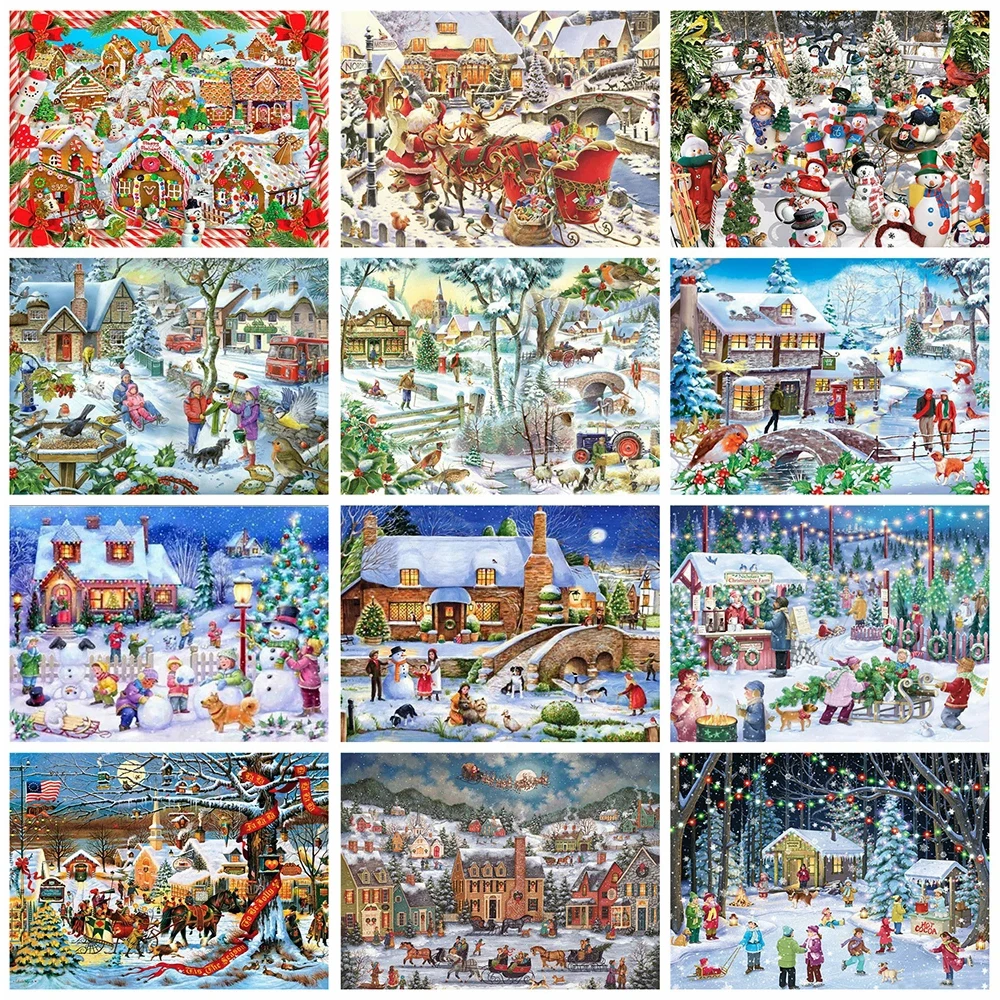 

Полноразмерная алмазная живопись с Зимним Пейзажем 5D, алмазная вышивка «сделай сам», распродажа, Рождественский домашний декор, рукоделие