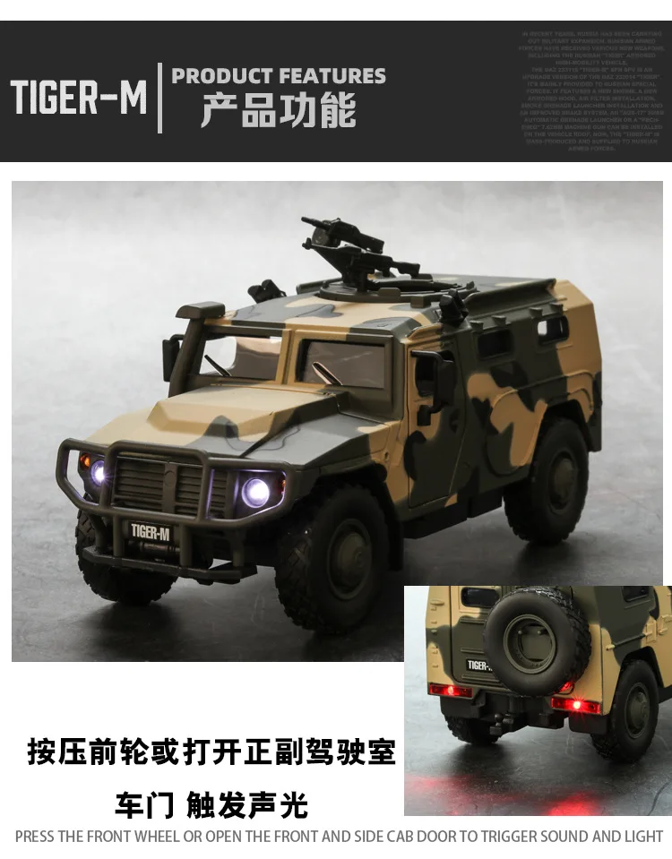 Игрушки 1:32 военный Тигр взрывозащищенный бронированный автомобиль с акустооптическим открыванием двери сплав игрушка модель игрушка для мальчиков детские игрушки