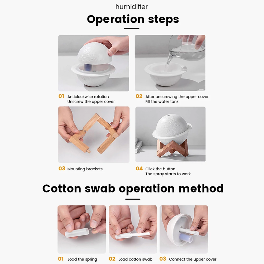 Увлажнителя воздуха 220 мл резервуар для воды 3D задний фон луна ночь светильник