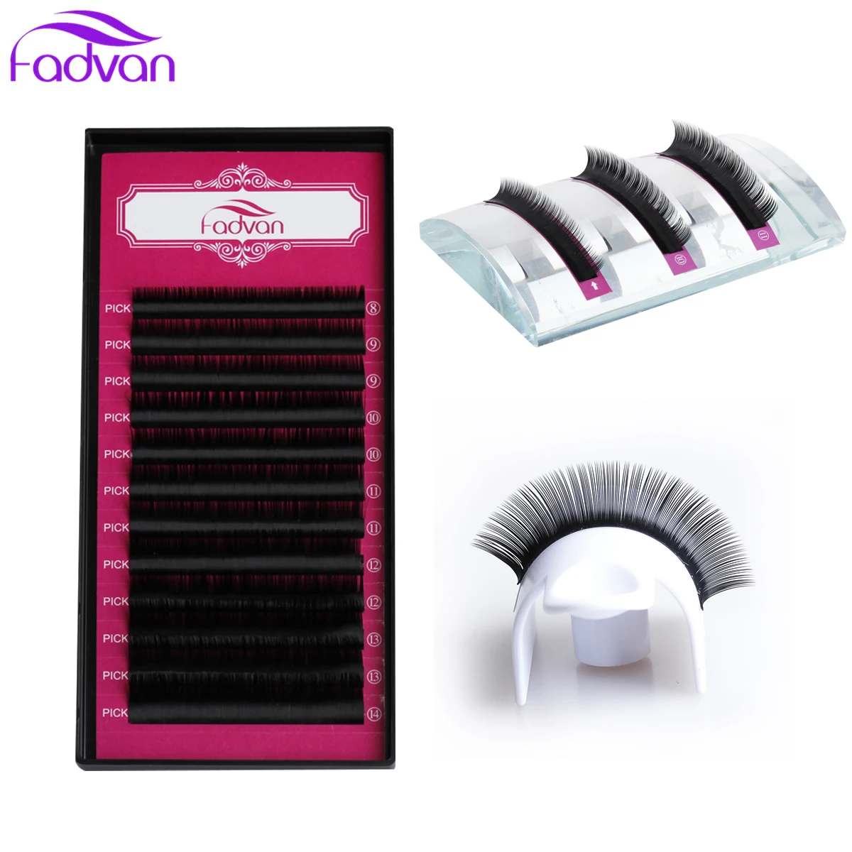 Набор длинных ресниц Fadvan искусственные ресницы из натурального шелка 1 корт/Лот