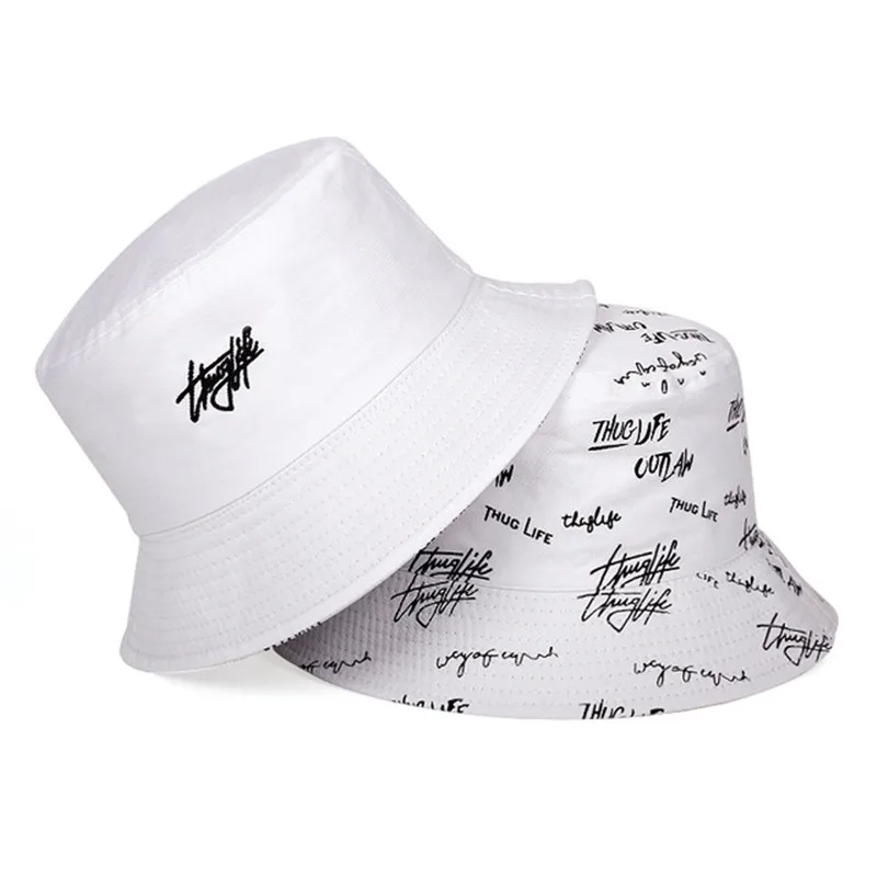 

New double-sided fisherman hat fashion summer ladies sun hat tide letter printing wild basin hat hip hop bucket hat General