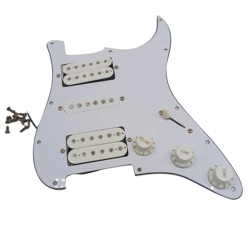 

Электрическая Гитара Pickguard пикапы загруженная Предварительно Проводная сборка царапин пластина HSH белая для хамбакеров гитара