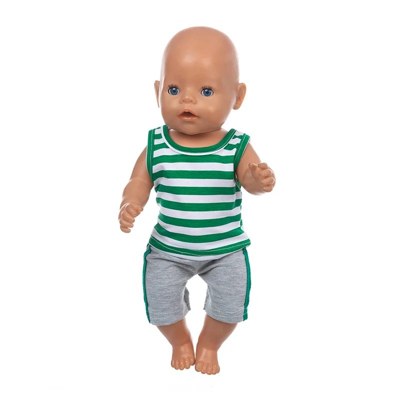 

Аксессуары для куклы Baby New Born, 17 дюймов, 43 см, зеленая и белая клетчатая одежда для ребенка, подарок на день рождения