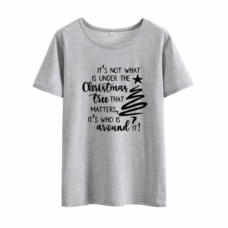 Женская футболка с принтом рождественской елки летняя коротким рукавом и