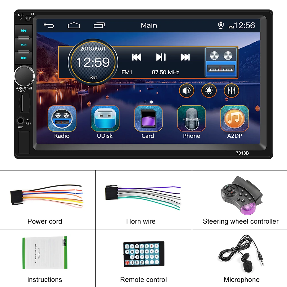 

AMPrime 7'' MP5 Touch Screen Car Player Support Mirror Link USB Remote Control Bluetooth .Rear Microphone Rear View Camera