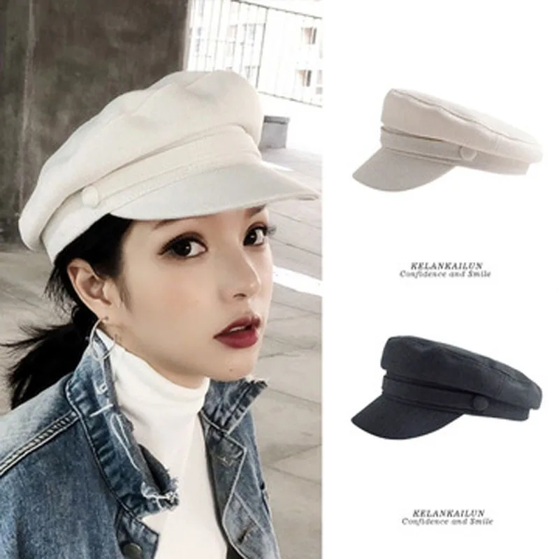

Summer Thin Style Hat, Women's All-In-One Fashion Army Cap, Korean Print Painter's Cap, Octagonal Cap, Cotton And Iinen Beret