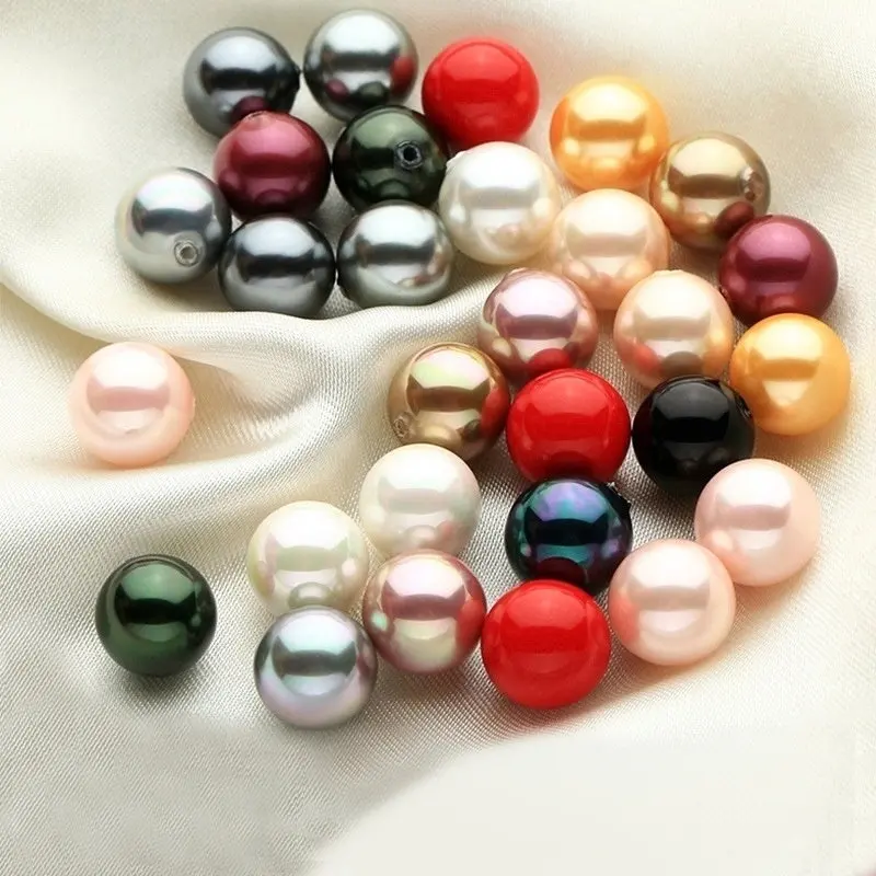 4/6/8/10/12/14mm Colorful Pearl Beads Made of Natural Shell Half Hole Round Loose DIY Jewelry Making | Украшения и аксессуары