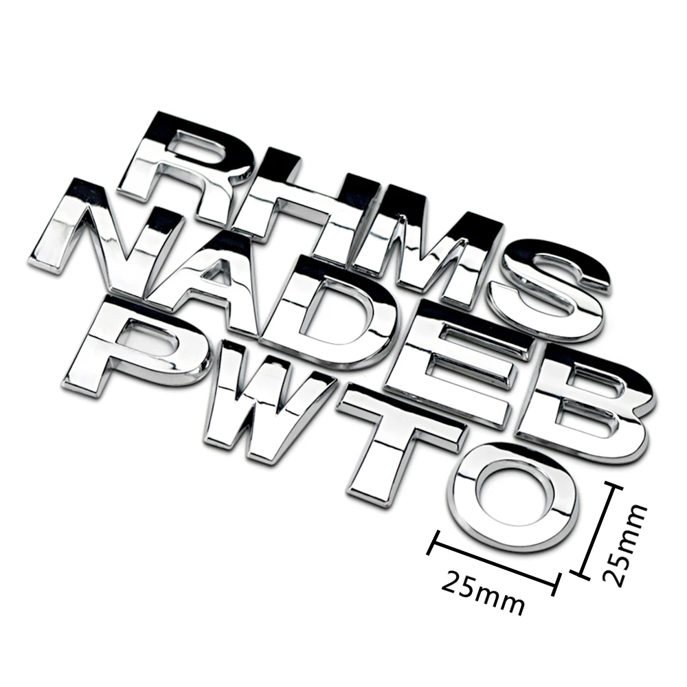 3D металлический алфавит Серебряный значок хромированные серебряные буквы цифры