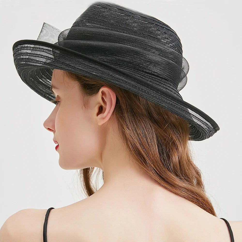 Женская Соломенная шляпка-бантик Fedoras элегантная королевская Свадебная шляпка