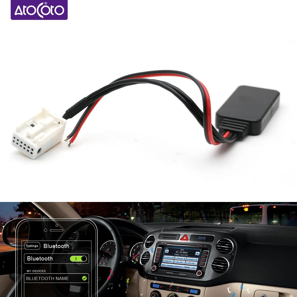 Автомобильный Bluetooth 5 0 12 контактный разъем Aux Кабельный адаптер для VW MFD3 RCD RNS 210 310