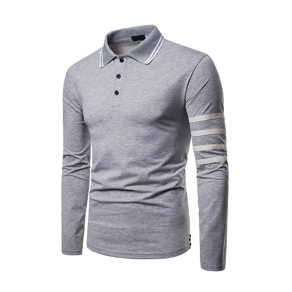 Рубашка поло мужская с длинным рукавом и отложным воротником Camisa Masculina модные