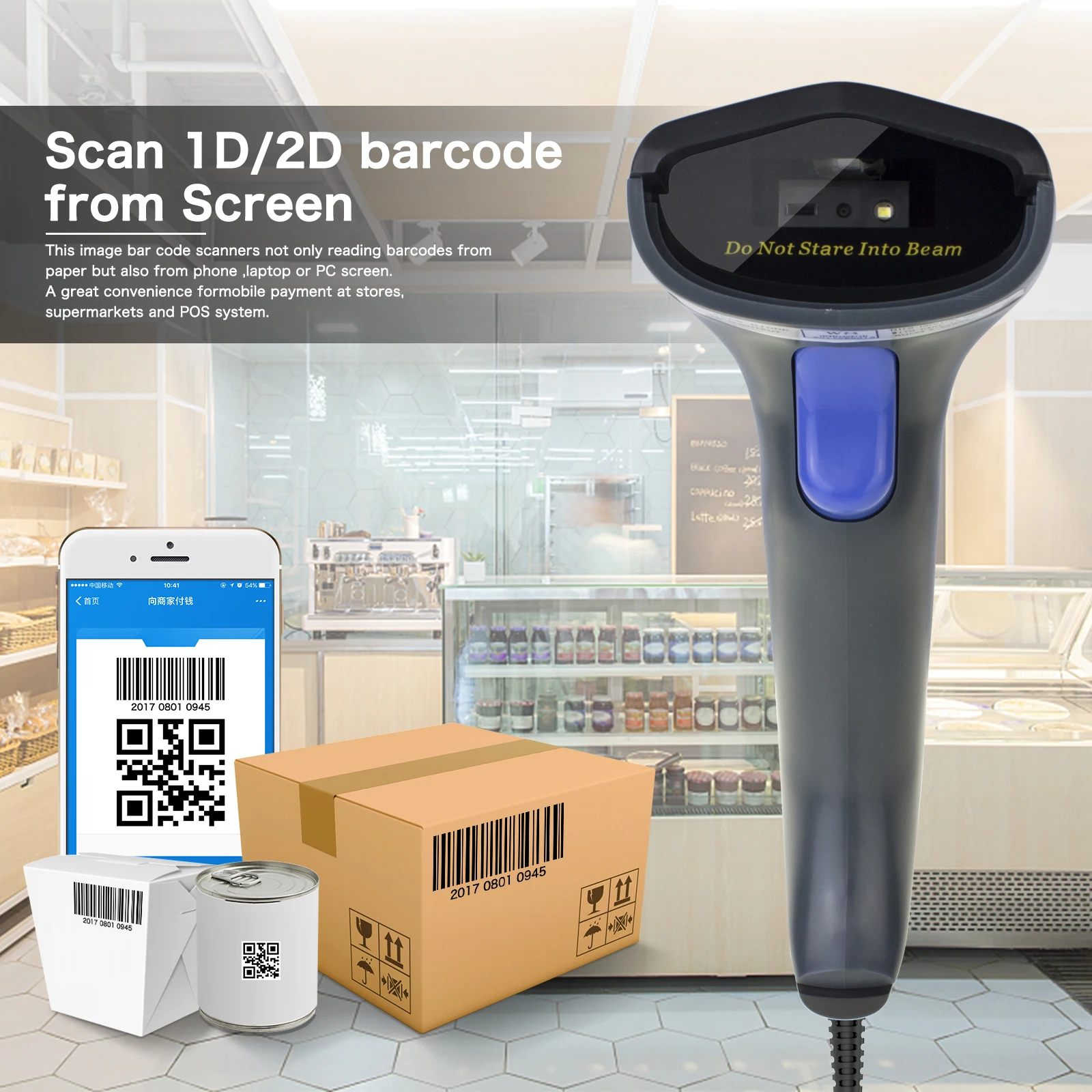 NETUM проводной 2D QR сканер штрих-кода USB порт портативный CCD считыватель для