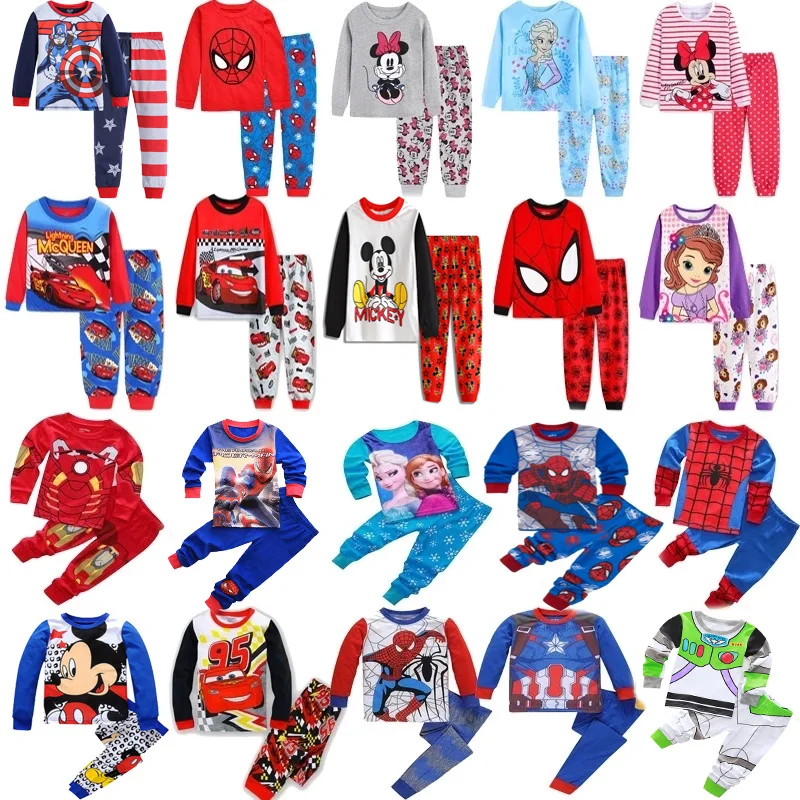 Ensemble Pyjama en Coton pour Enfant  Vêtement de Nuit  Motif Araignée  Dessin Animé  Printemps et