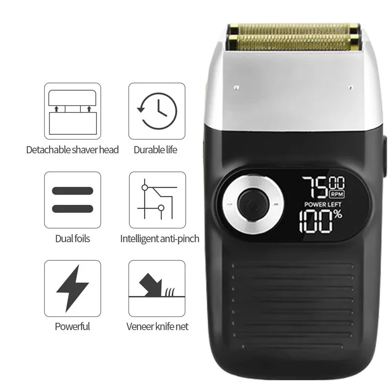 Kemei Машинка для стрижки волос Перезаряжаемый триммер бороды ЖК-дисплей