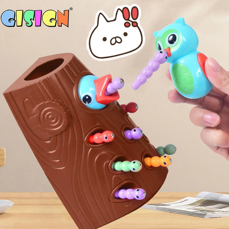 Монтессори Развивающие игрушки для детей дятел ловить червя Игрушка Дети