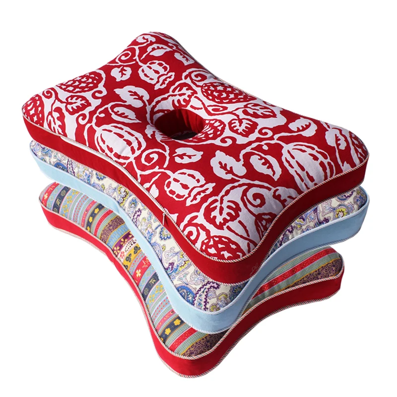 Хлопковая подушка из грубой ткани гречневая с одним отверстием для ушей заботы о