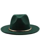 Шляпа с широкими полями для мужчин и женщин, простая Панама из искусственной смеси шерсти, чёрнаязеленая, однотонная фетровая, для церкви, Дерби