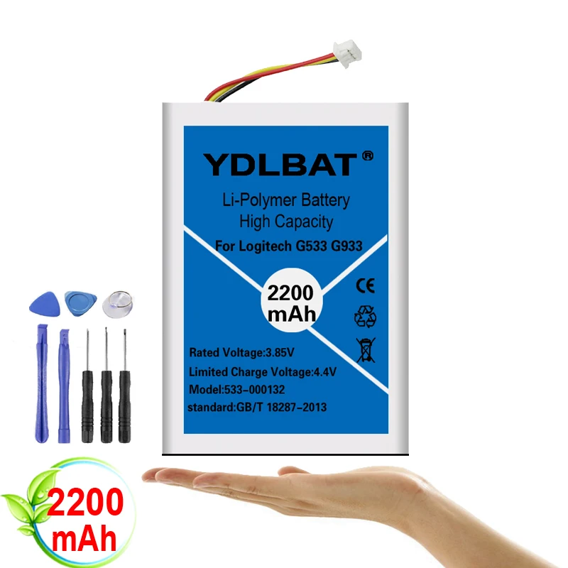 Аккумулятор YDLBAT Top 100% новый аккумулятор 2200 мАч 533 000132 для Logitech G533 G933 + набор