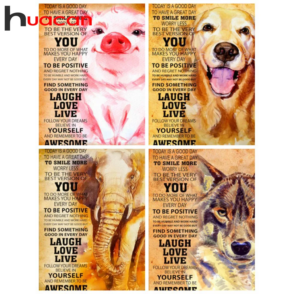 Алмазная 5D Вышивка Huacan животное картина из страз свинья бриллиантовая мозаика