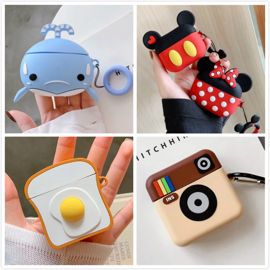 3D чехол для наушников Airpods Pro Чехол Силиконовый Акула кошка Мультяшные