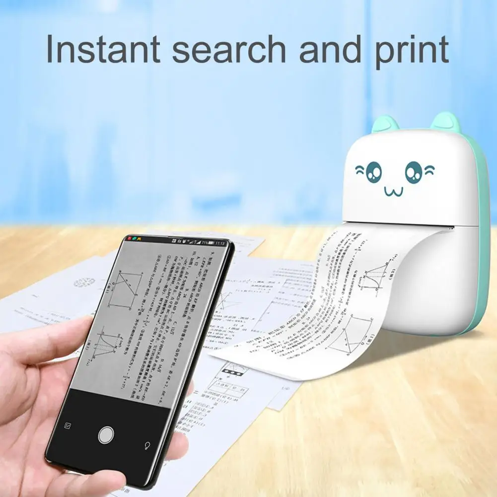 

Fashion Mini Printer Ink-Free Bluetooth Portable Pocket Handheld Mini Cute Cat Thermal Printer for Study Office APP Connection