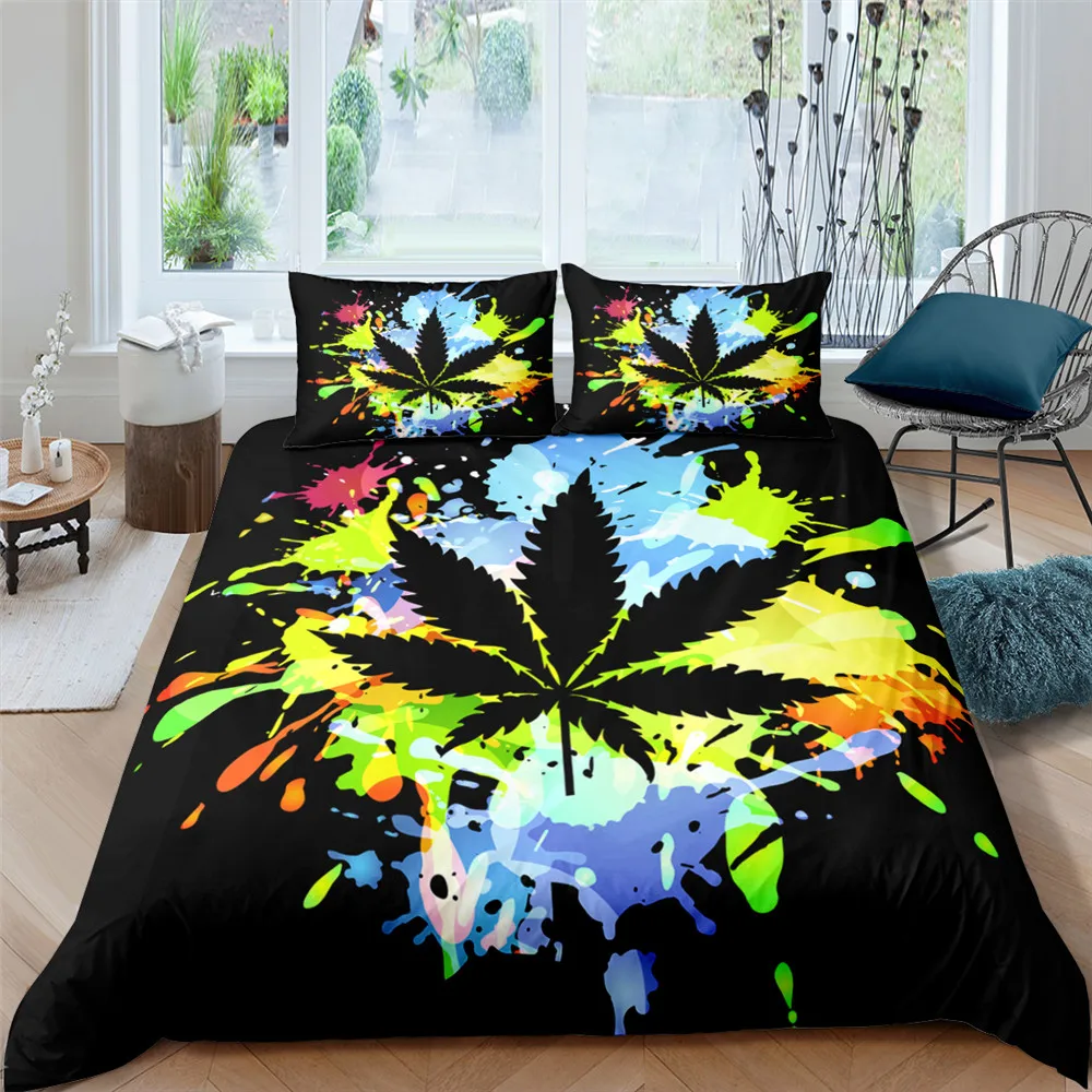 

Colourful Maple Leaf Bedding Set 2/3 Pcs Duvet Cover Set Home Textile /UK King/AU King/US King Size Twin Bedding Set