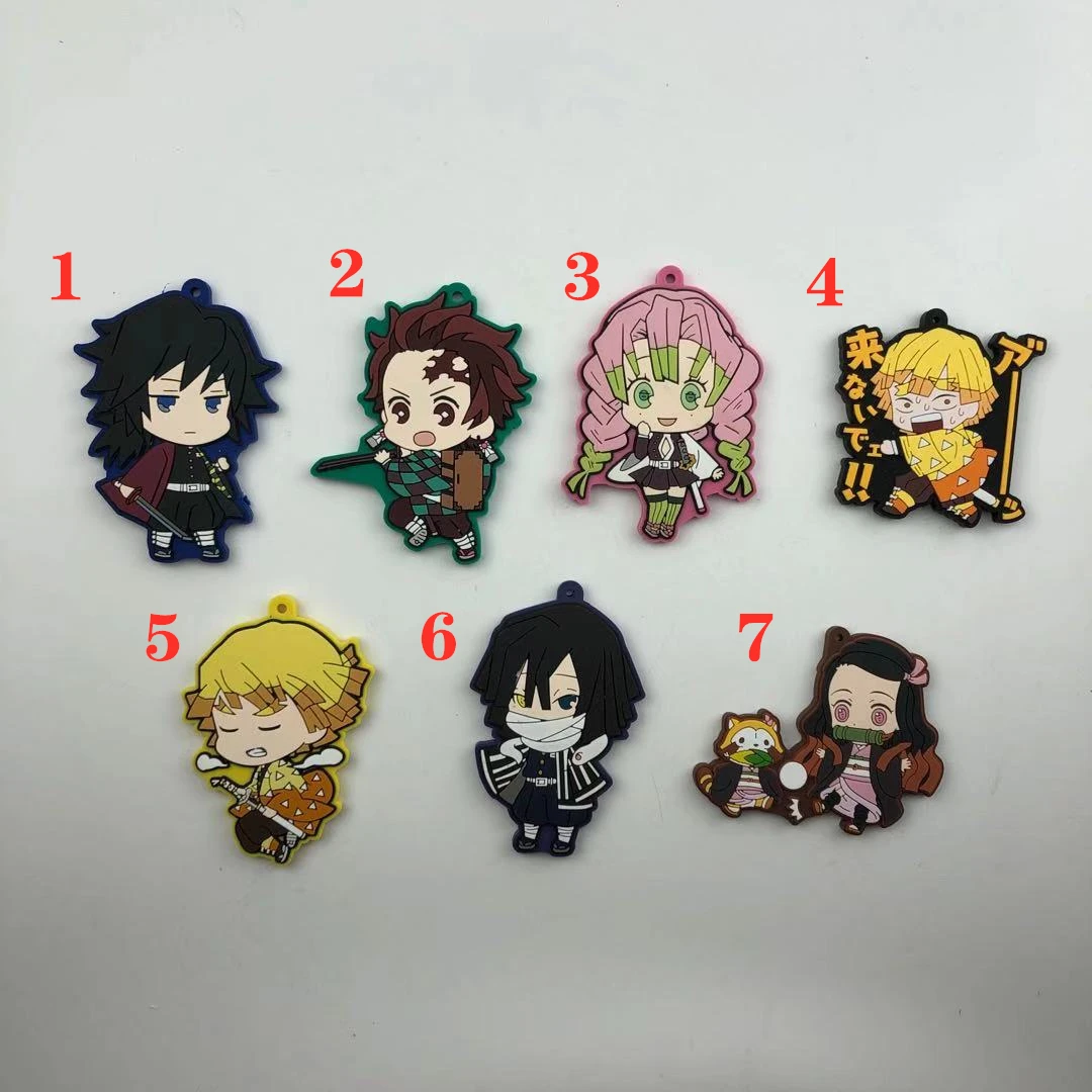 

Anime Demon Slayer Kimetsu no Yaiba rubber Keychain Key Ring Race Straps cosplay