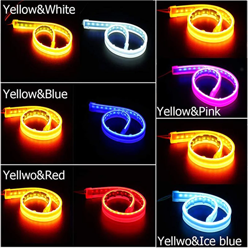 2x For Hyundai i10 i20 i30 Santa Fe IX35 Led Strip Car Headlight Sticker Daytime Running Lights Dynamic Turn Signal light DRL | Автомобили