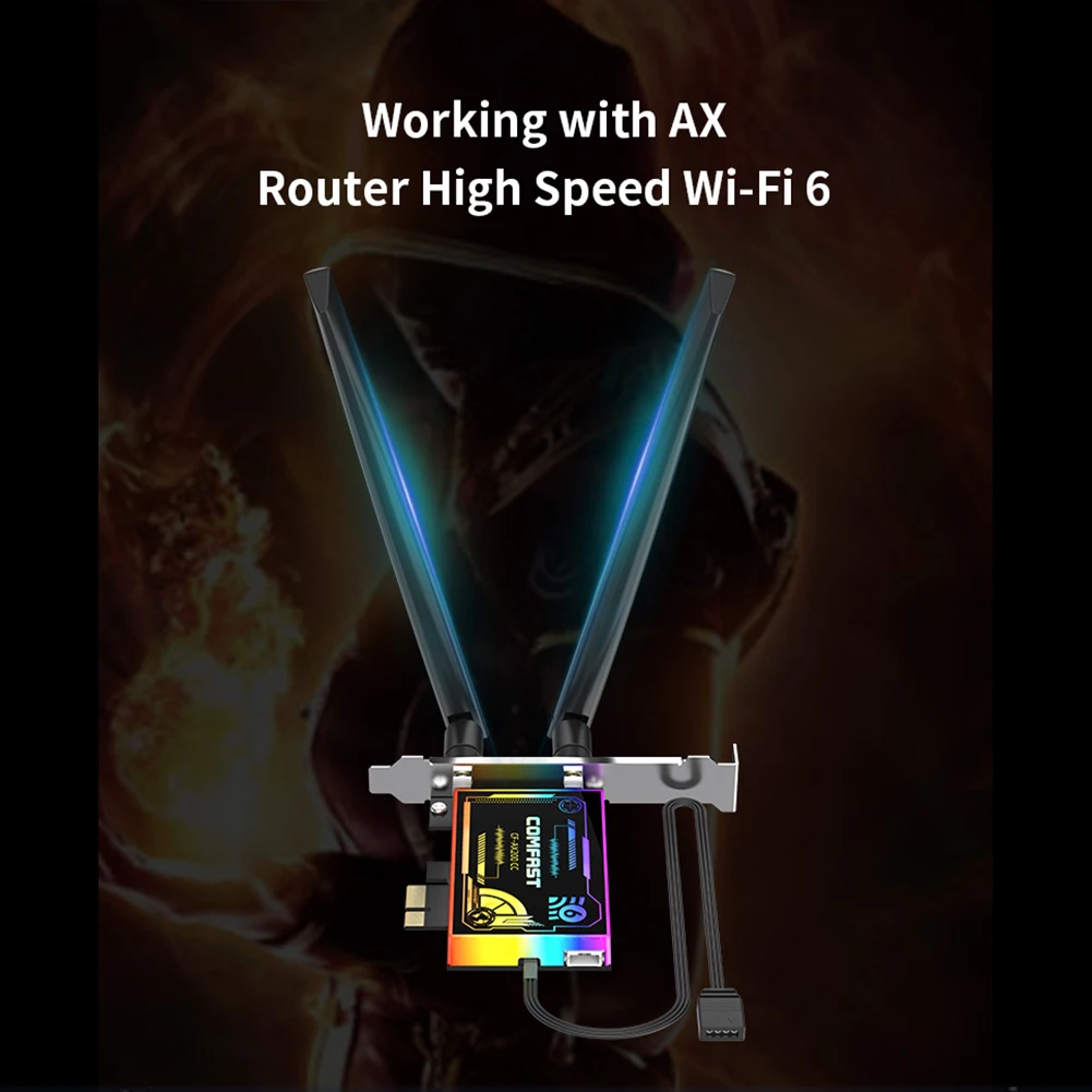 

COMFAST CF-AX200 CC 2.4+5.8GHz Dual Band 3000Mbps WiFi Bluetooth PCI-E Gaming Network Card Antenna Wireless Bluetooth5.1 Adapter