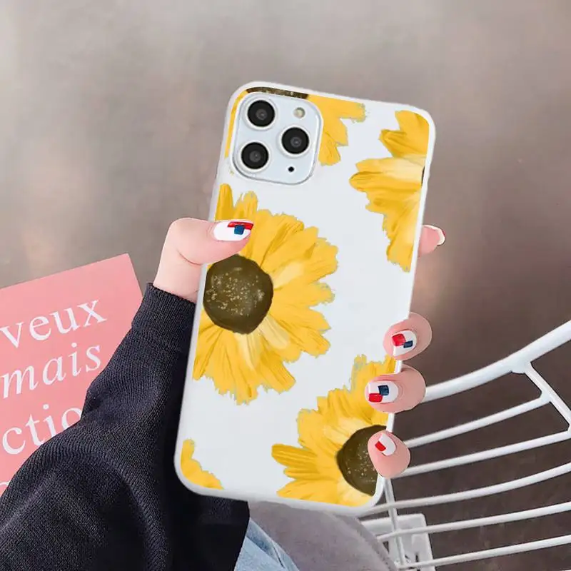 

Daisy pink flower painting Phone Case Candy Color for iPhone 6 7 8 11 12 s mini pro X XS XR MAX Plus