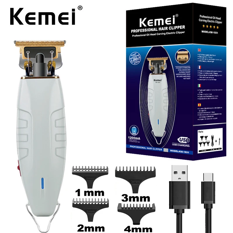 

Kemei 1931 Professional T-Outliner Beard Hair Trimmer with T-Blade Mower for All-around Outlining Dry-shaving and Fading Cutter