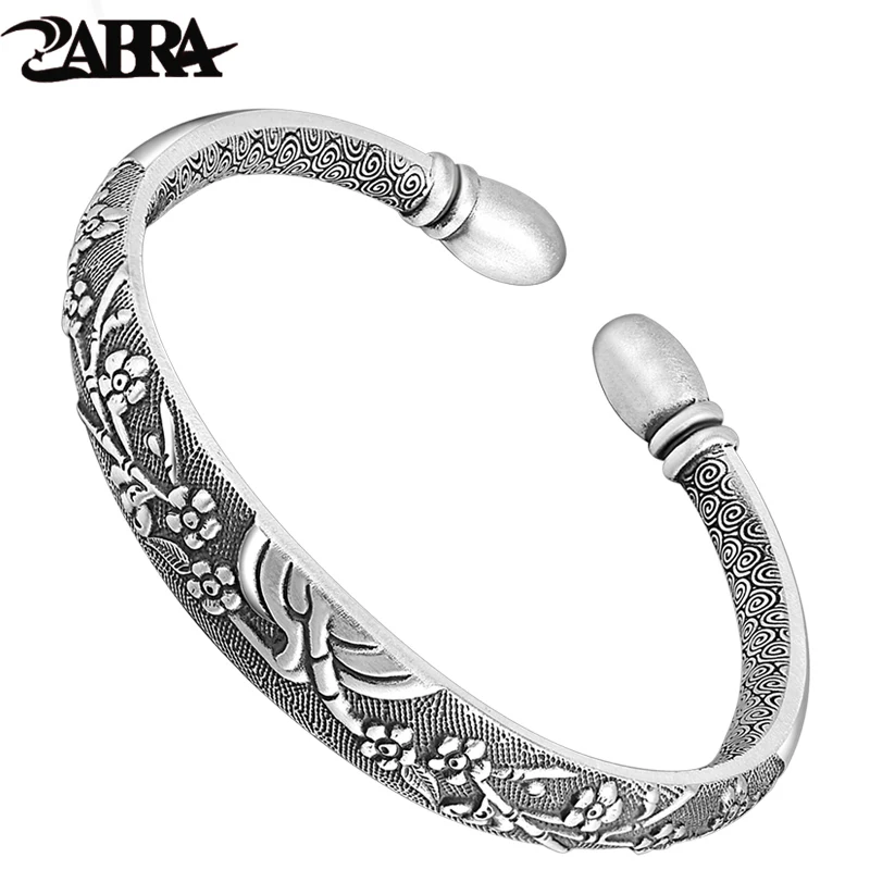 Женский винтажный браслет ZABRA из серебра 999 пробы изящное Ювелирное Украшение