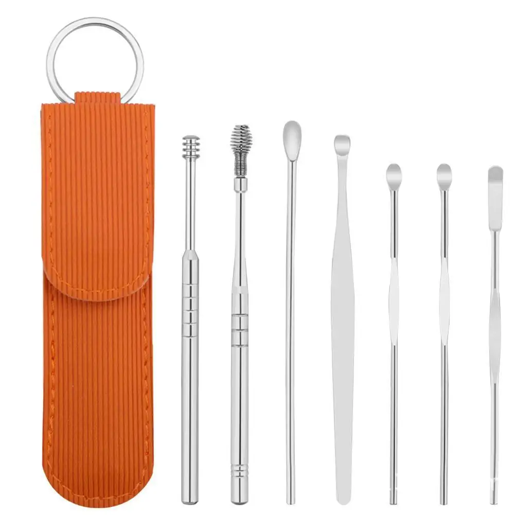 

7Pcs/Set Ear Wax Pickers Steel Earpick Wax Remover Curette Ear Pick Cleaner Care Ear Clean Tool Ear Care